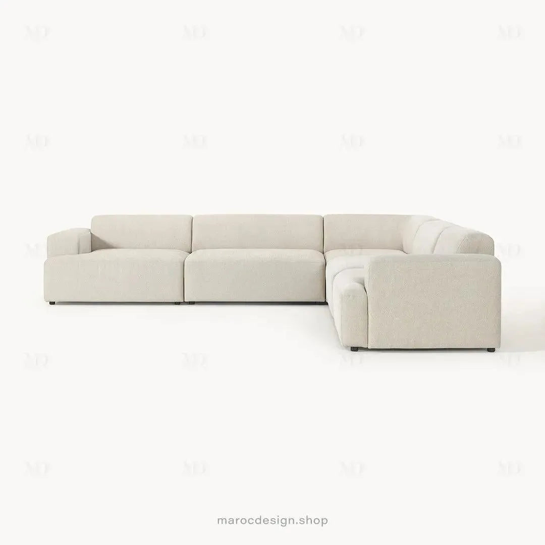 Canapé MELVANA 5 PLACES XXL Blanc-Cassé – Confort et Élégance | Maroc Design-canapé, fauteil, Pouf, Meridienne-Maroc Design-Maroc Design