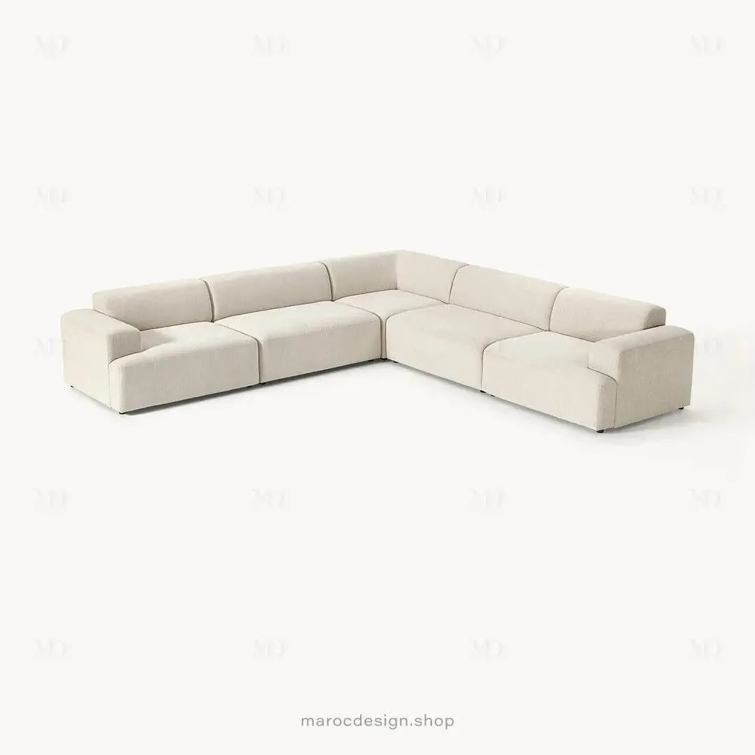 Canapé MELVANA 5 PLACES XXL Blanc-Cassé – Confort et Élégance | Maroc Design-canapé, fauteil, Pouf, Meridienne-Maroc Design-Maroc Design