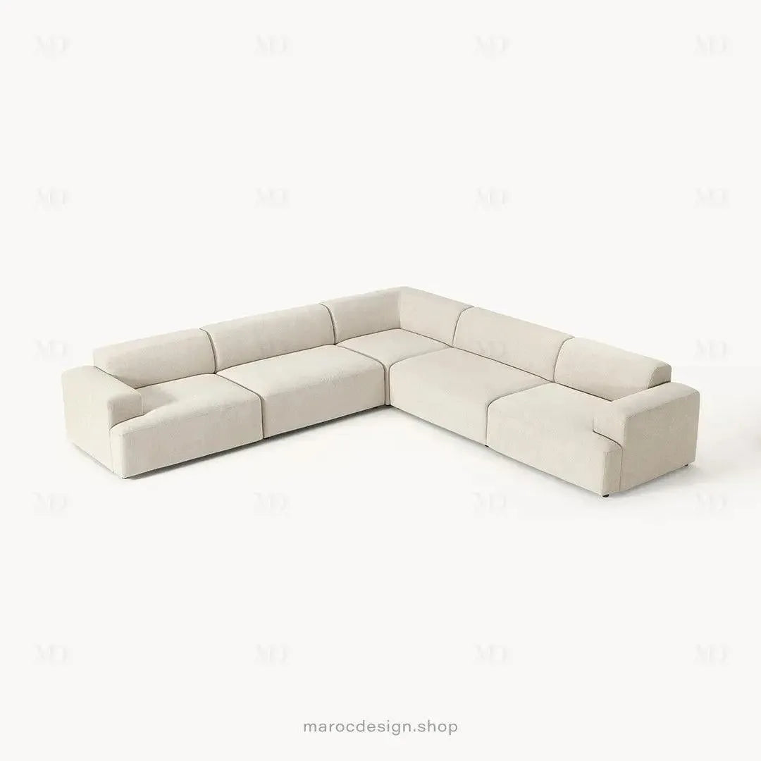 Canapé MELVANA 5 PLACES XXL Blanc-Cassé – Confort et Élégance | Maroc Design-canapé, fauteil, Pouf, Meridienne-Maroc Design-Maroc Design