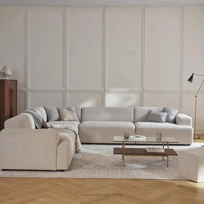 Canapé MELVANA 5 PLACES XXL Blanc-Cassé – Confort et Élégance | Maroc Design-canapé, fauteil, Pouf, Meridienne-Maroc Design-Maroc Design