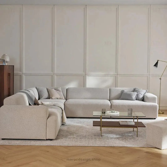 Canapé MELVANA 5 PLACES XXL Blanc-Cassé – Confort et Élégance | Maroc Design-canapé, fauteil, Pouf, Meridienne-Maroc Design-Maroc Design