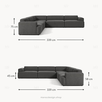 Canapé MELVANA XXL 5 Places Gris Anthracite – Mobilité et Confort | Maroc Design-canapé, fauteil, Pouf, Meridienne-Maroc Design-Maroc Design