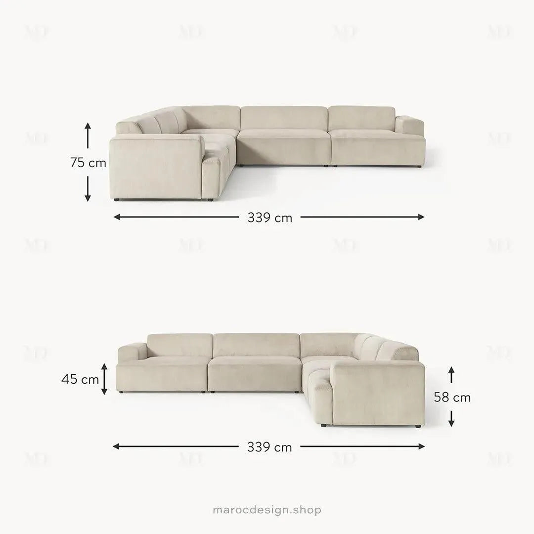 Canapé Melvana XXL 5 Places Beige – Confort et Design | Maroc Design-canapé, fauteil, Pouf, Meridienne-Maroc Design-Maroc Design