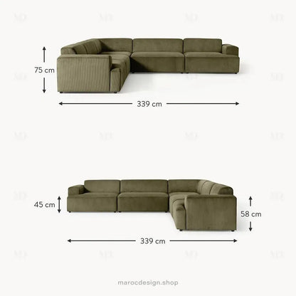 Canapé Melvana XXL 5 Places Vert Solitaire – Confort et Style Moderne | Maroc Design-canapé, fauteil, Pouf, Meridienne-Maroc Design-Maroc Design