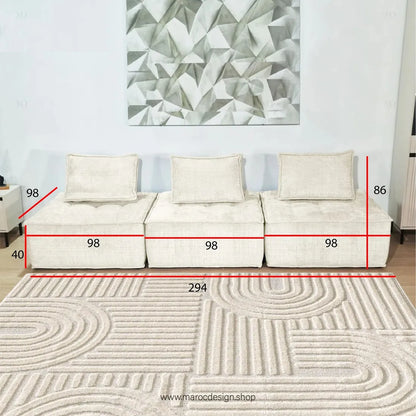 Canapé Modulable MAYVA en Écru – Élégance et Confort | Maroc Design-canapé, fauteil, Pouf, Meridienne-Maroc Design-Pack 2C 2M-Maroc Design