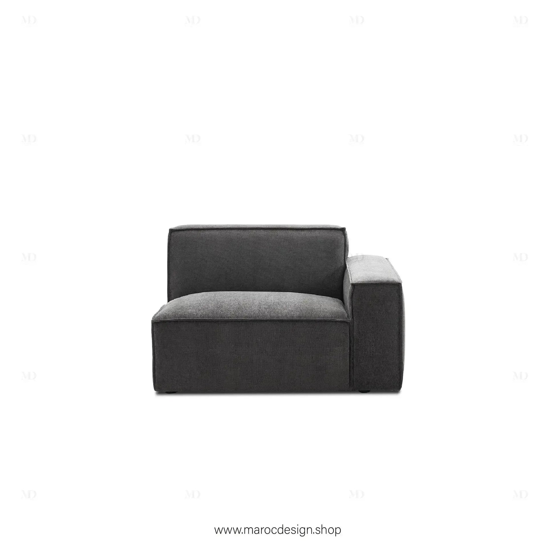 Canapé avec Accoudoir Droit BOXTER - Élégance Moderne et Modulabilité-canapé, fauteil, Meridienne,-Maroc Design-Noir-Maroc Design