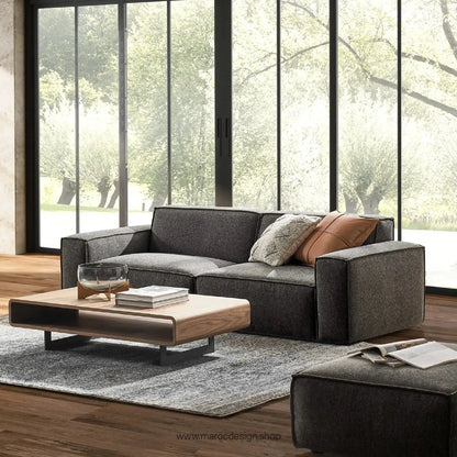 Canapé avec Accoudoir Droit BOXTER - Élégance Moderne et Modulabilité-canapé, fauteil, Meridienne,-Maroc Design-Noir-Maroc Design