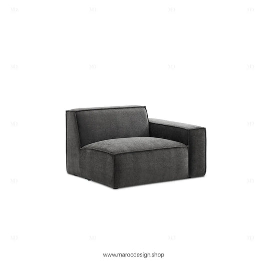 Canapé avec Accoudoir Droit BOXTER - Élégance Moderne et Modulabilité-canapé, fauteil, Meridienne,-Maroc Design-Noir-Maroc Design