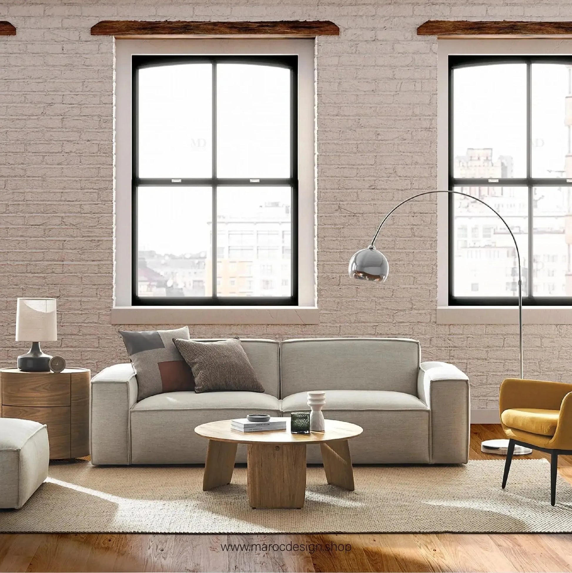 Canapé avec Accoudoir Gauche BOXTER - Élégance Moderne et Modulabilité-canapé, fauteil, Meridienne,-Maroc Design-Noir-Maroc Design