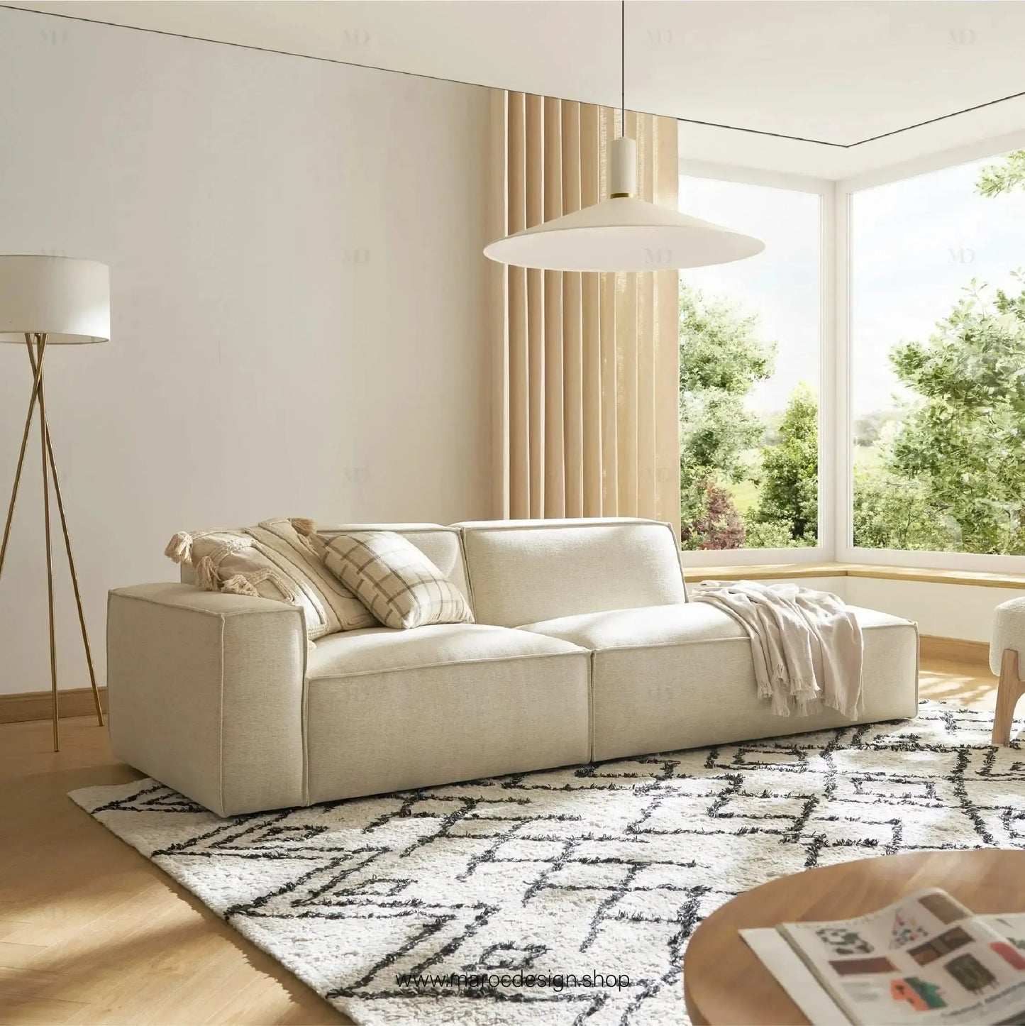 Canapé avec Accoudoir Gauche BOXTER - Élégance Moderne et Modulabilité-canapé, fauteil, Meridienne,-Maroc Design-Noir-Maroc Design