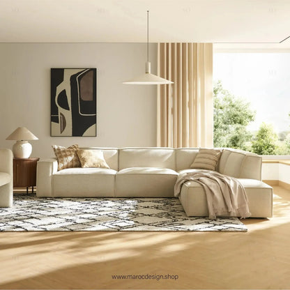 Canapé avec Accoudoir Gauche BOXTER - Élégance Moderne et Modulabilité-canapé, fauteil, Meridienne,-Maroc Design-Noir-Maroc Design