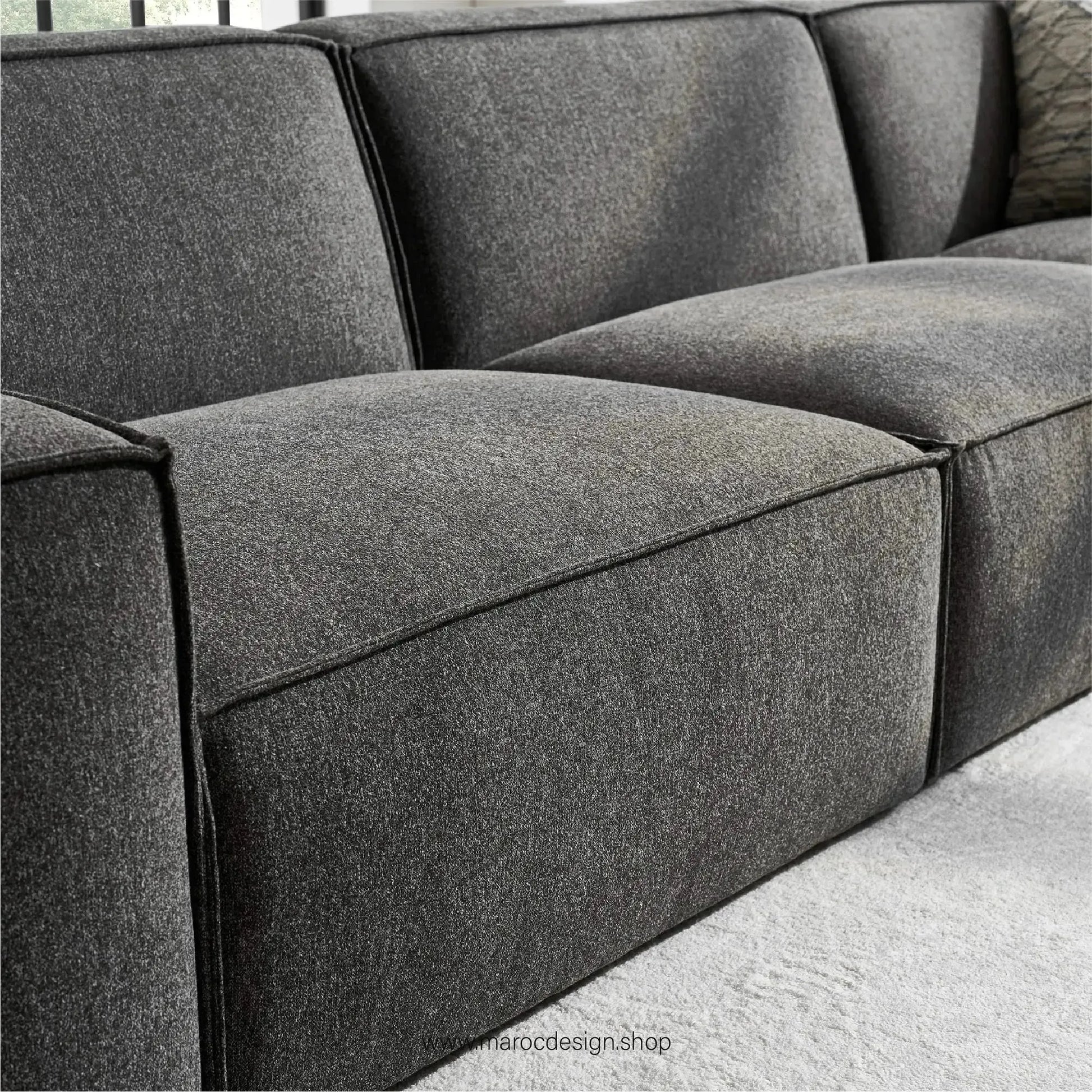 Canapé avec Accoudoir Gauche BOXTER - Élégance Moderne et Modulabilité-canapé, fauteil, Meridienne,-Maroc Design-Noir-Maroc Design