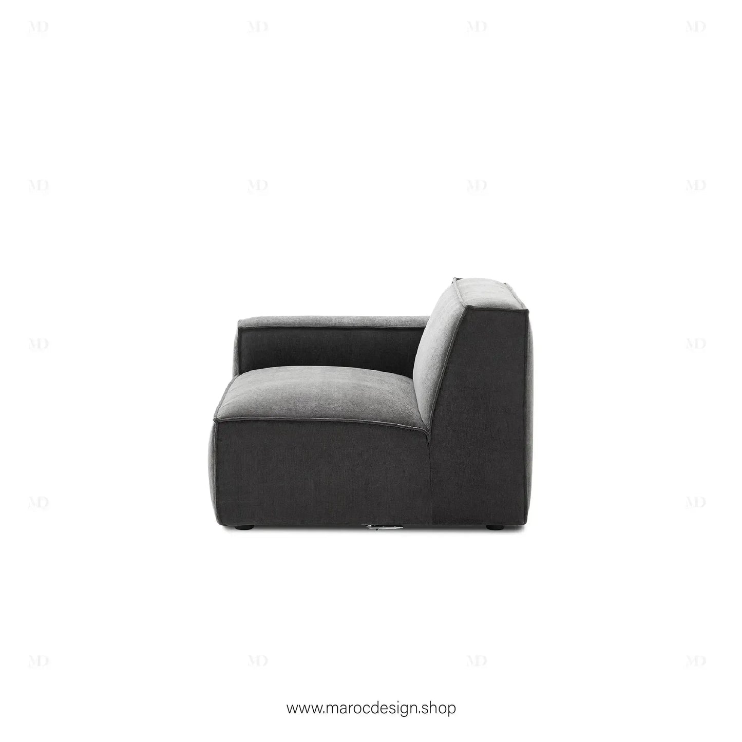 Canapé avec Accoudoir Gauche BOXTER - Élégance Moderne et Modulabilité-canapé, fauteil, Meridienne,-Maroc Design-Noir-Maroc Design