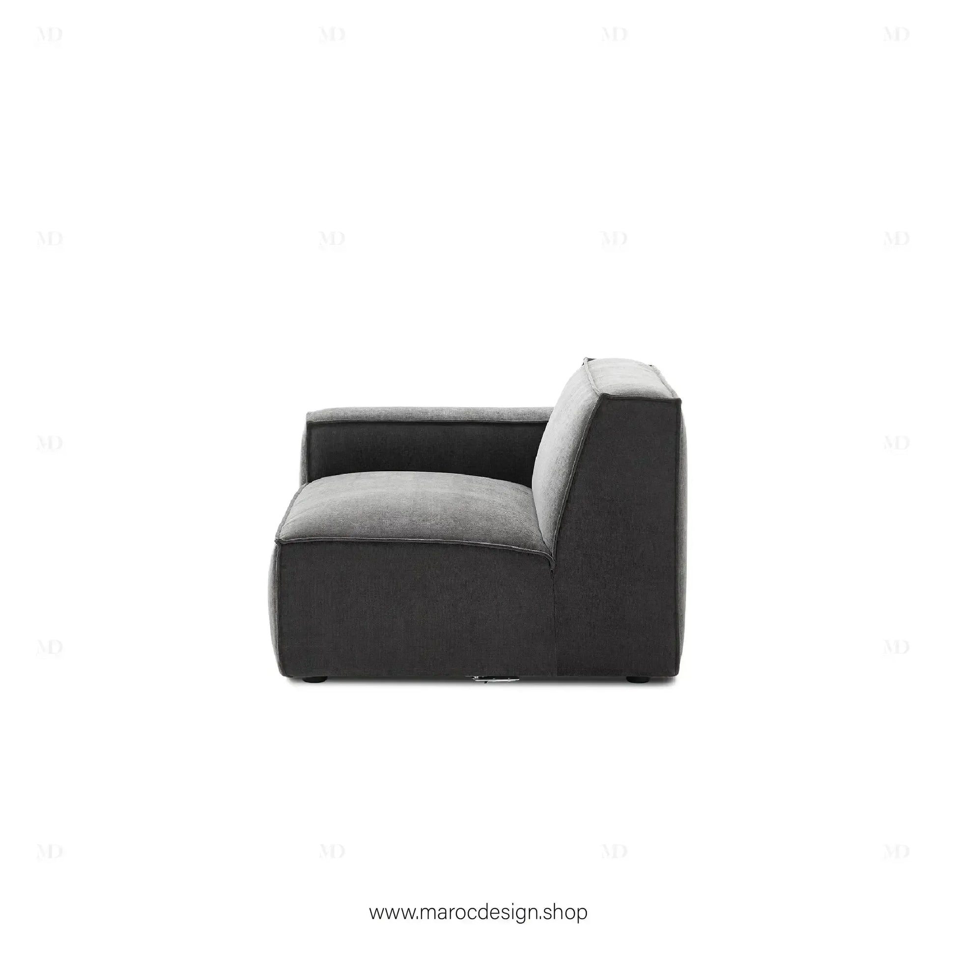 Canapé avec Accoudoir Gauche BOXTER - Élégance Moderne et Modulabilité-canapé, fauteil, Meridienne,-Maroc Design-Noir-Maroc Design