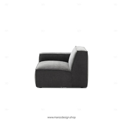 Canapé avec Accoudoir Gauche BOXTER - Élégance Moderne et Modulabilité-canapé, fauteil, Meridienne,-Maroc Design-Noir-Maroc Design