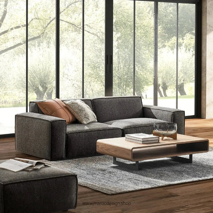 Canapé avec Accoudoir Gauche BOXTER - Élégance Moderne et Modulabilité-canapé, fauteil, Meridienne,-Maroc Design-Noir-Maroc Design