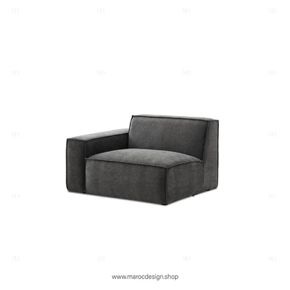 Canapé avec Accoudoir Gauche BOXTER - Élégance Moderne et Modulabilité-canapé, fauteil, Meridienne,-Maroc Design-Noir-Maroc Design