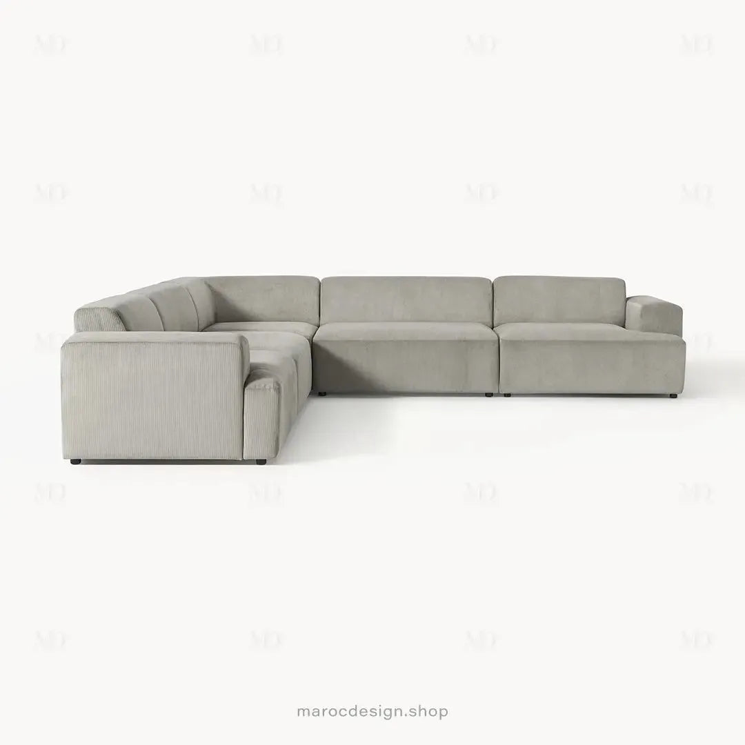 Canapé d'Angle MELVANA 5 Places XXL Gris – Confort & Élégance | Maroc Design-canapé, fauteil, Pouf, Meridienne-Maroc Design-Maroc Design