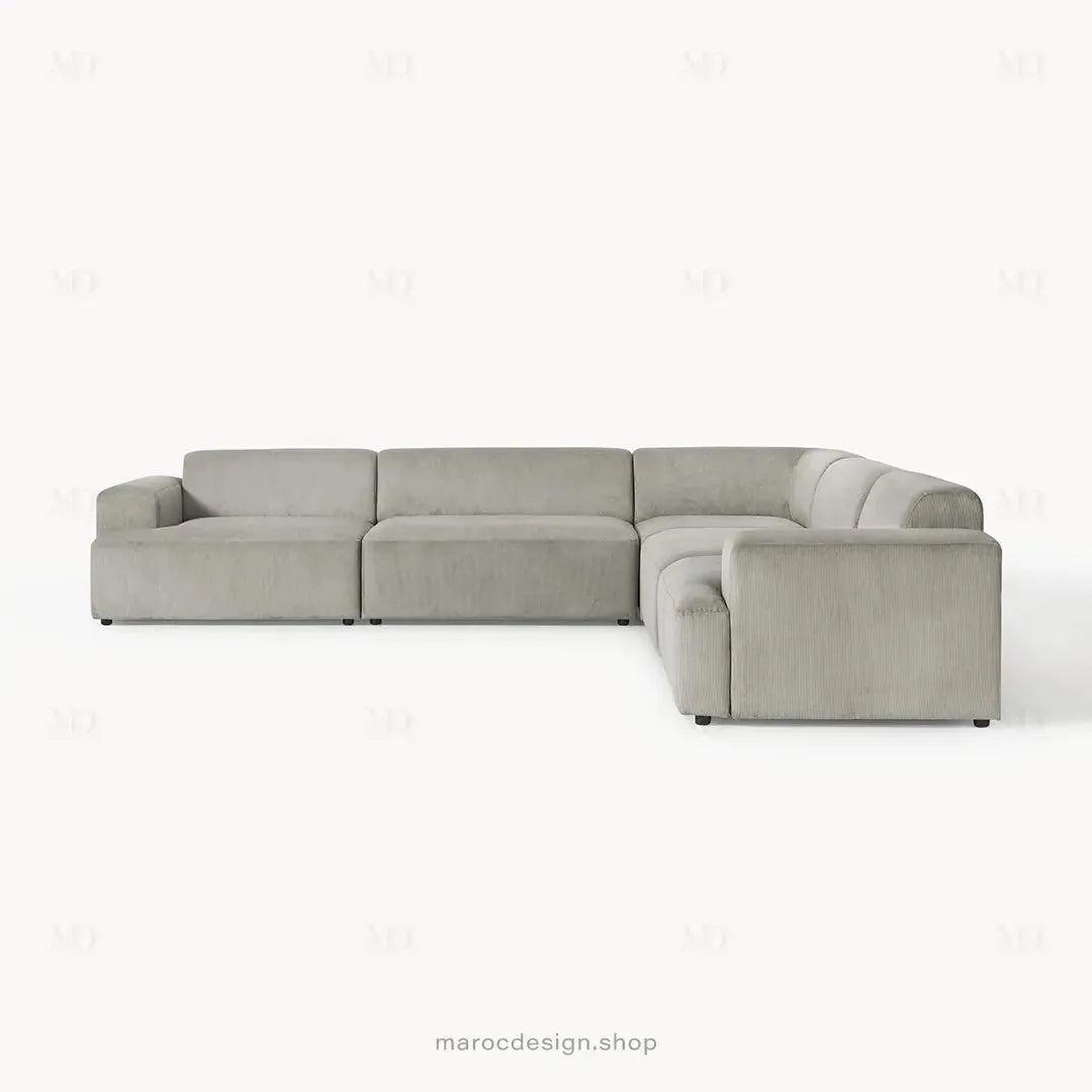 Canapé d'Angle MELVANA 5 Places XXL Gris – Confort & Élégance | Maroc Design-canapé, fauteil, Pouf, Meridienne-Maroc Design-Maroc Design