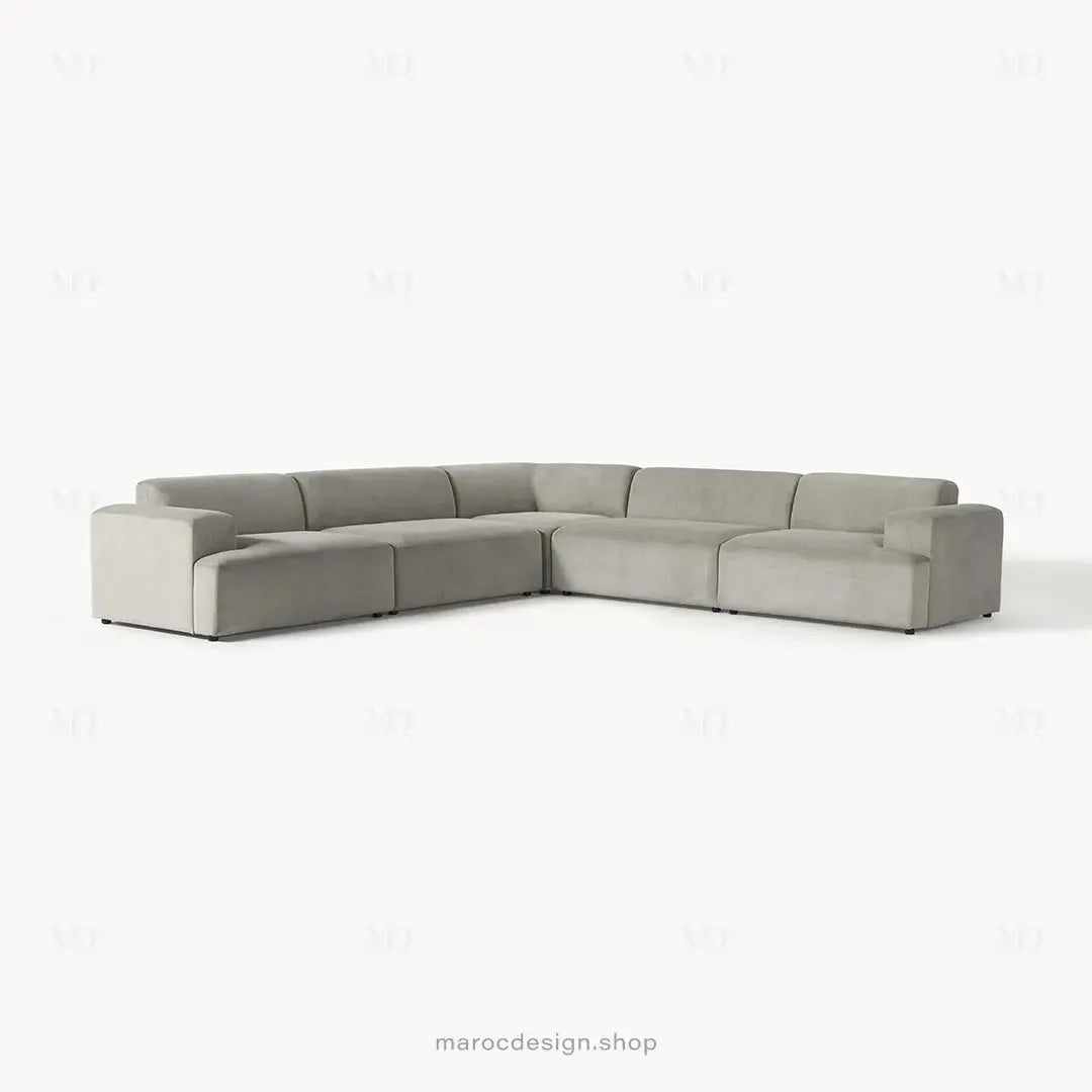 Canapé d'Angle MELVANA 5 Places XXL Gris – Confort & Élégance | Maroc Design-canapé, fauteil, Pouf, Meridienne-Maroc Design-Maroc Design