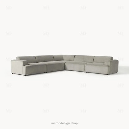 Canapé d'Angle MELVANA 5 Places XXL Gris – Confort & Élégance | Maroc Design-canapé, fauteil, Pouf, Meridienne-Maroc Design-Maroc Design