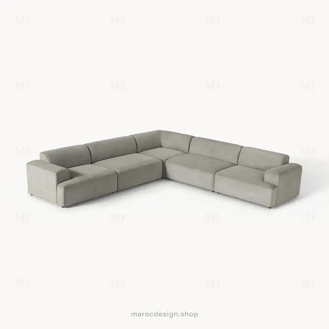 Canapé d'Angle MELVANA 5 Places XXL Gris – Confort & Élégance | Maroc Design-canapé, fauteil, Pouf, Meridienne-Maroc Design-Maroc Design