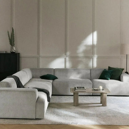Canapé d'Angle MELVANA 5 Places XXL Gris – Confort & Élégance | Maroc Design-canapé, fauteil, Pouf, Meridienne-Maroc Design-Maroc Design