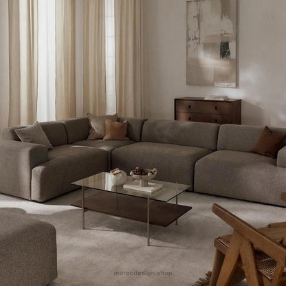 Canapé d’Angle Melvana 5 Places XXL Grège – Mobilier | Maroc Design-canapé, fauteil, Pouf, Meridienne-Maroc Design-Maroc Design