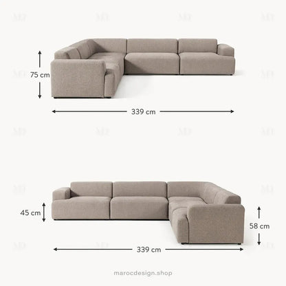 Canapé d’Angle Melvana 5 Places XXL Grège – Mobilier | Maroc Design-canapé, fauteil, Pouf, Meridienne-Maroc Design-Maroc Design