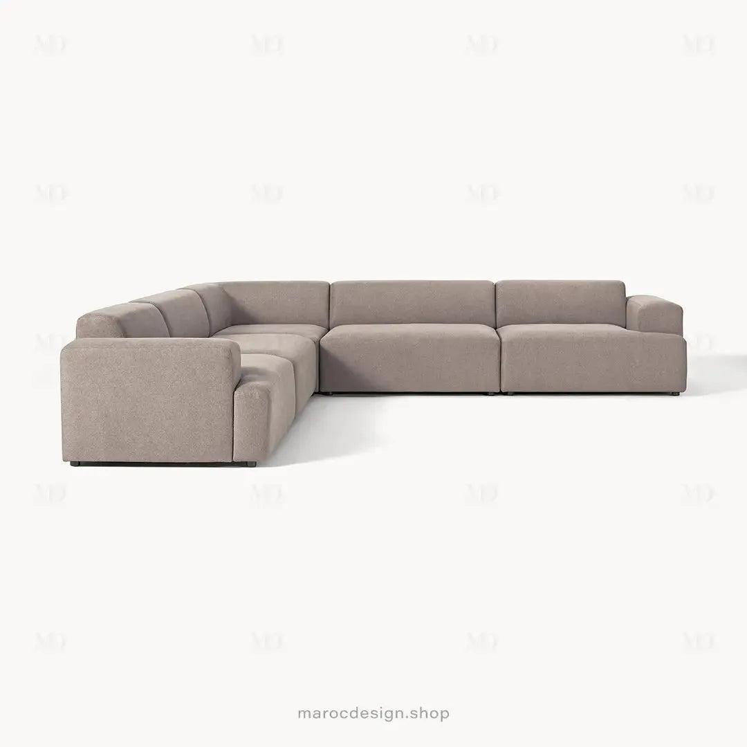 Canapé d’Angle Melvana 5 Places XXL Taupe – Élégance et Confort | Maroc Design-canapé, fauteil, Pouf, Meridienne-Maroc Design-Maroc Design