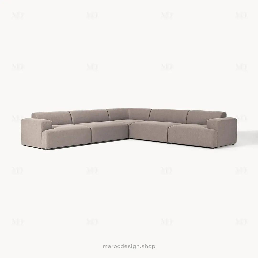 Canapé d’Angle Melvana 5 Places XXL Taupe – Élégance et Confort | Maroc Design-canapé, fauteil, Pouf, Meridienne-Maroc Design-Maroc Design