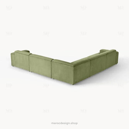 Canapé d'Angle Modulable MELVANA XXL Vert Olive – Confort & Élégance | Maroc Design-canapé, fauteil, Pouf, Meridienne-Maroc Design-Maroc Design