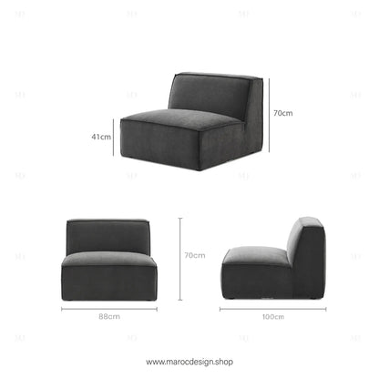 Canapé sans Accoudoir BOXTER - Élégance Moderne et Modulabilité-canapé, fauteil, Meridienne,-Maroc Design-Noir-Maroc Design