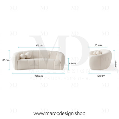 Canapé ALEXIS 3 Places Blanc – Design Moderne & Confort Haut de Gamme | Maroc Design