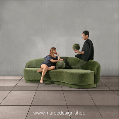 Canapé ALEXIS 3 Places Velours Vert – Design Moderne & Confort Premium | Maroc Design
