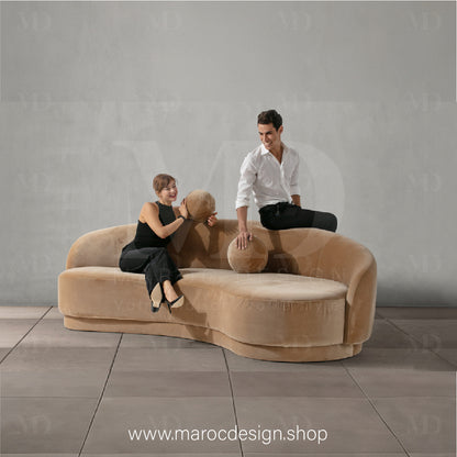 Canapé ALEXIS 3 Places en Velours Beige | Design Moderne & Confort Haut de Gamme - Maroc Design