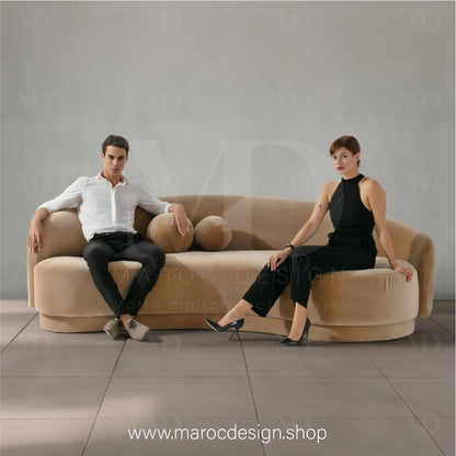 Canapé ALEXIS 3 Places en Velours Beige | Design Moderne & Confort Haut de Gamme - Maroc Design