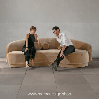Canapé ALEXIS 3 Places en Velours Beige | Design Moderne & Confort Haut de Gamme - Maroc Design