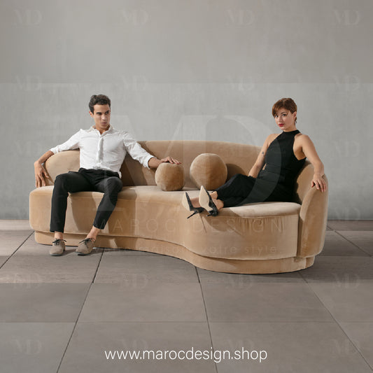 Canapé ALEXIS 3 Places en Velours Beige | Design Moderne & Confort Haut de Gamme - Maroc Design