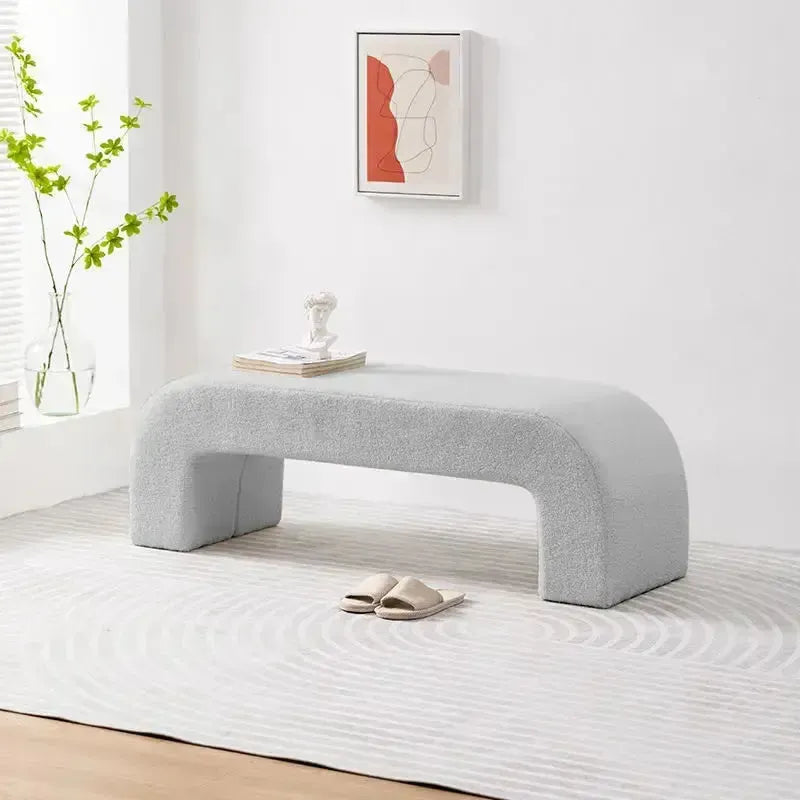 DARLOOD – Tabouret en Tissu Bouclette pour Changer de Chaussures Confort et Élégance par Maroc Design-Banc, Tabouret, Chambre, Réception-Maroc Design-Gris-Maroc Design