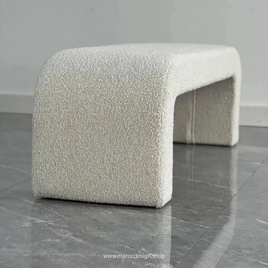 DARLOOD – Tabouret en Tissu Bouclette pour Changer de Chaussures Confort et Élégance par Maroc Design-Banc, Tabouret, Chambre, Réception-Maroc Design-Gris-Maroc Design