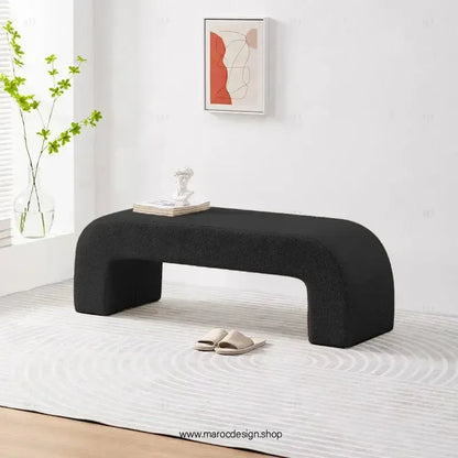DARLOOD – Tabouret en Tissu Bouclette pour Changer de Chaussures Confort et Élégance par Maroc Design-Banc, Tabouret, Chambre, Réception-Maroc Design-Noir-Maroc Design