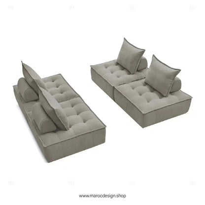 DOMINO Offrez-vous l'élégance modulable avec le canapé de Maroc Design-canapé, fauteil, Pouf, Meridienne, Modilable,-Maroc Design-Blanc-1 Module-Maroc Design
