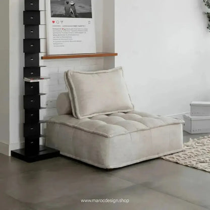 DOMINO Offrez-vous l'élégance modulable avec le canapé de Maroc Design-canapé, fauteil, Pouf, Meridienne, Modilable,-Maroc Design-Blanc-1 Module-Maroc Design