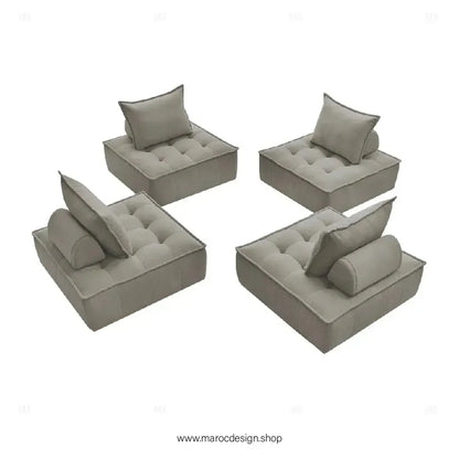 DOMINO Offrez-vous l'élégance modulable avec le canapé de Maroc Design-canapé, fauteil, Pouf, Meridienne, Modilable,-Maroc Design-Blanc-1 Module-Maroc Design