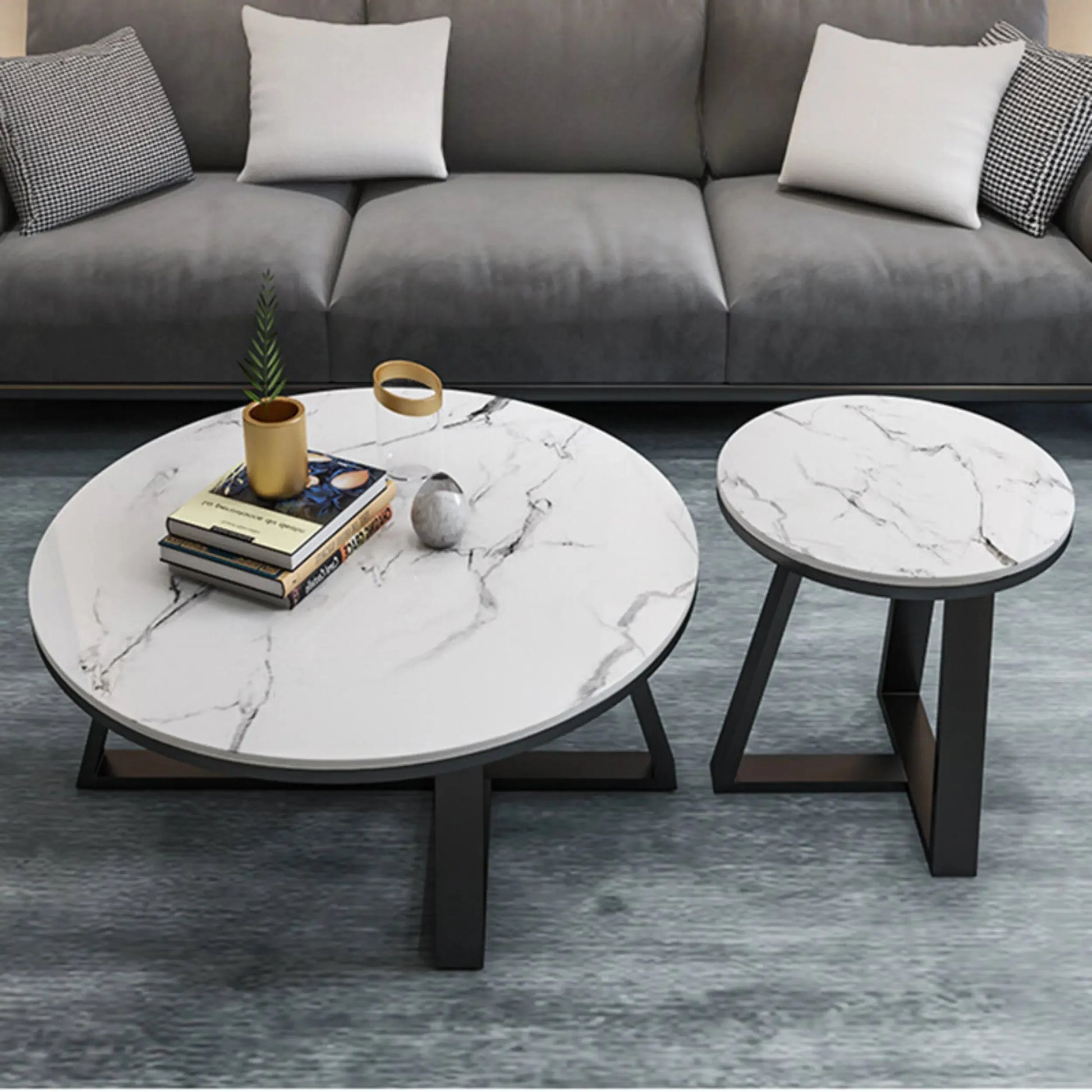 DUO DE TABLES BASSES MARBLY – Élégance et Polyvalence pour Votre Espace-Table Basse Salon Séjour, table de chevet, Tables de coin, table gigogne-Maroc Design-Maroc Design