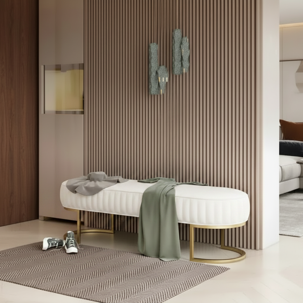 Banc ELLY velours vert, vue d'ensemble – Maroc Design