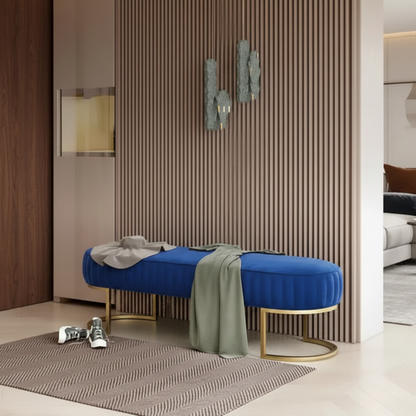 Banc ELLY velours bleu – entrée et chambre, Maroc Design Casablanca