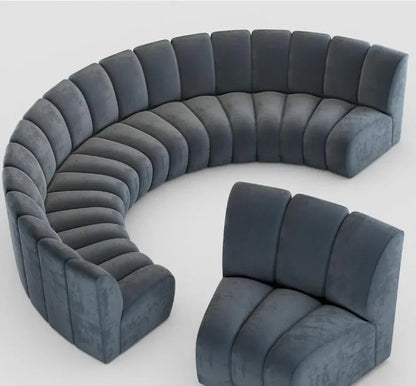 Canapé modulable LEONY 6 modules en velours gris anthracite, forme arrondie en studio – Maroc Design