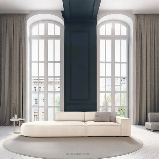 JODIE -3- places_Beige Canapé-modulaire Salon Séjour-canapé, fauteil, Pouf, Meridienne-Maroc Design-Beige-Gauche-Maroc Design